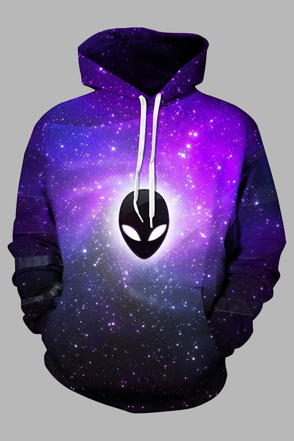 Street 3D Alien Digital Printed Hooded Sweatshirt