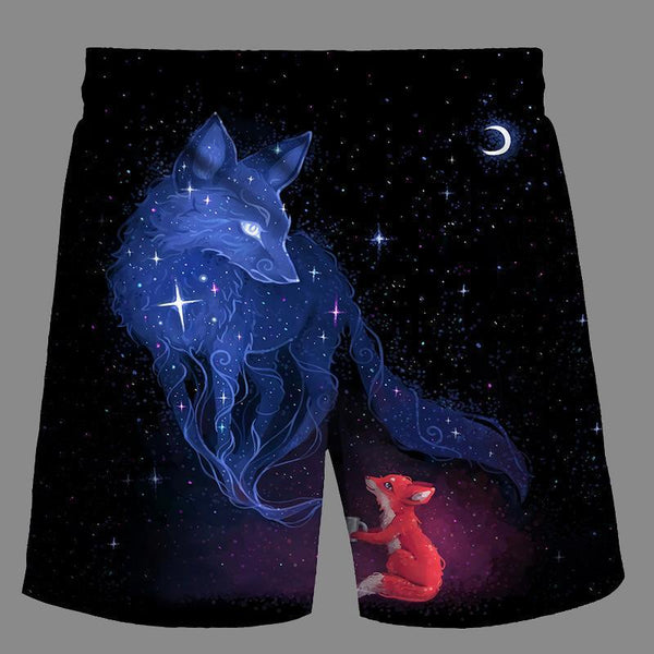 Casual   3D fox  Printed Loose Shorts