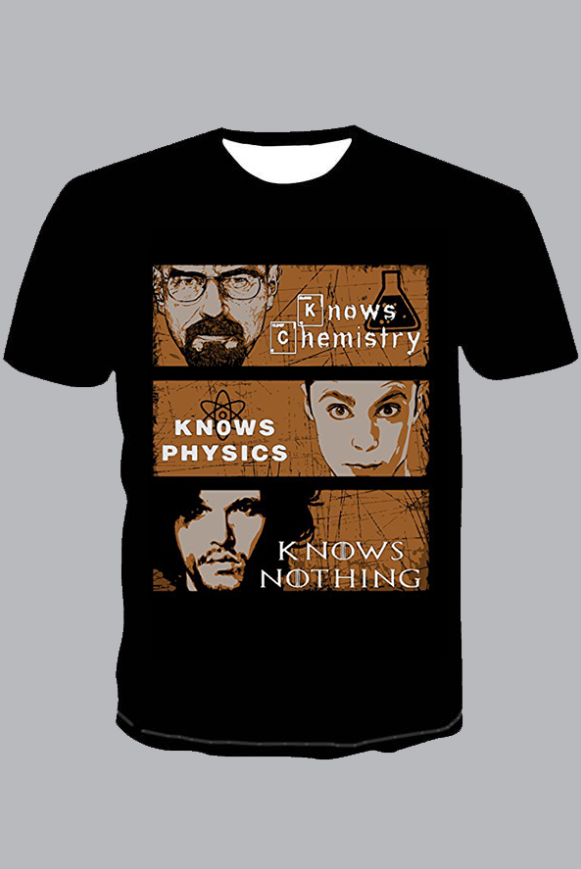 The 3D Funny Know Nothing Print  Short Sleeve T-shirt