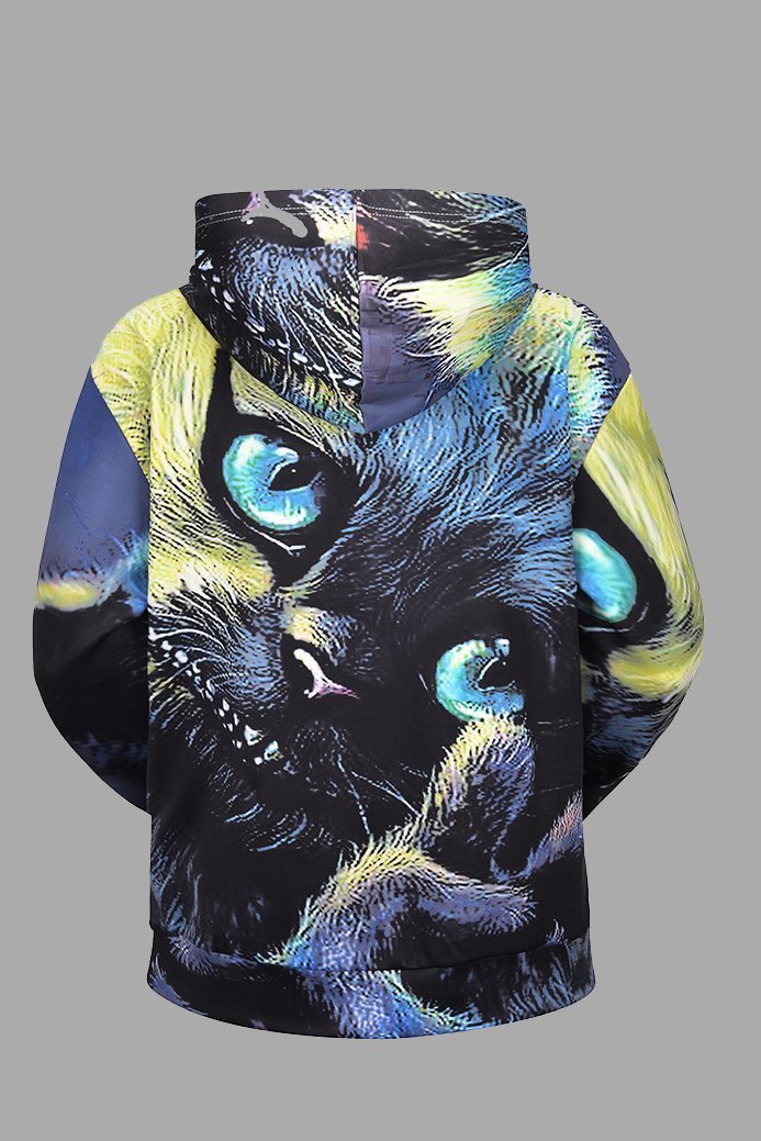 Street 3D Cat Print Hooded Sweatshirt