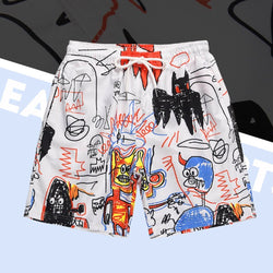 Casual 3D Graffiti  Printed Oversize Shorts