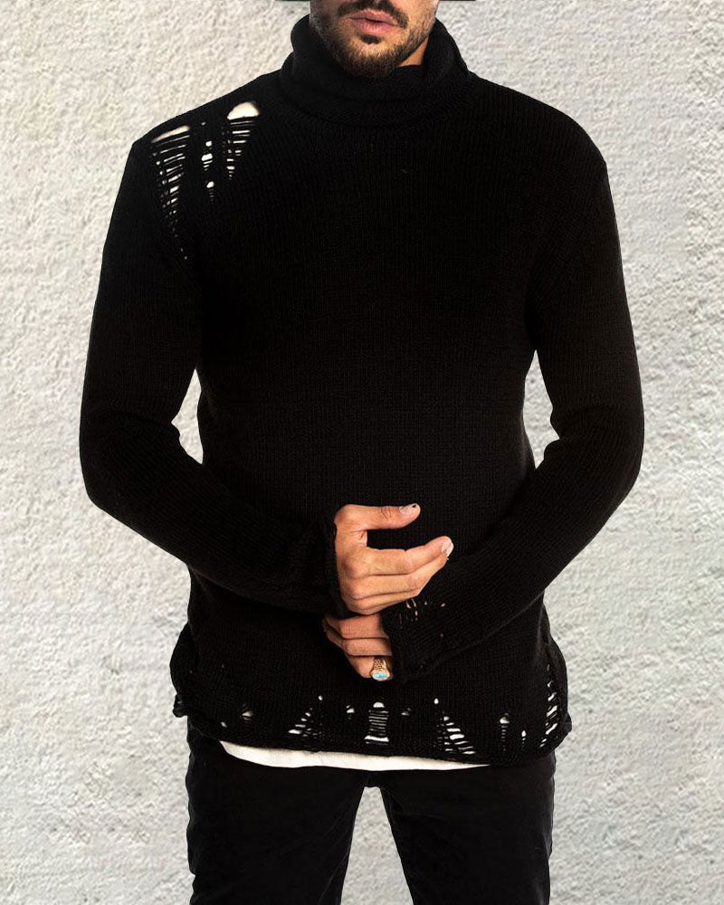 Fashion Ripped Turtleneck Sweater