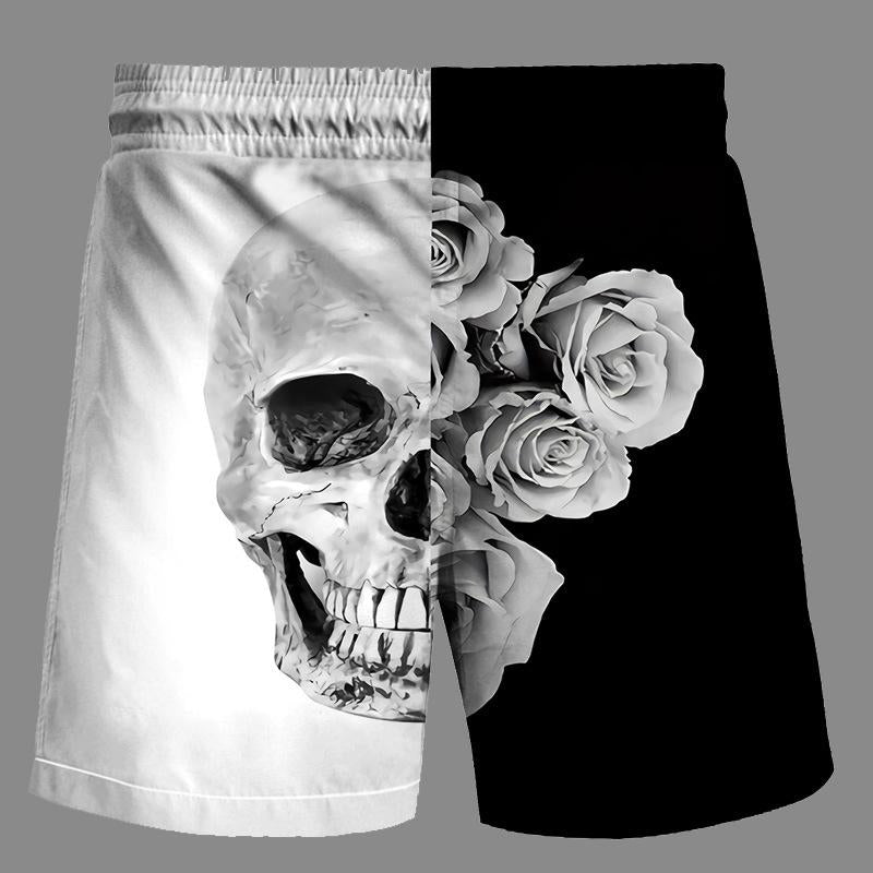 Casual   3D Skeleton  Printed Loose Shorts