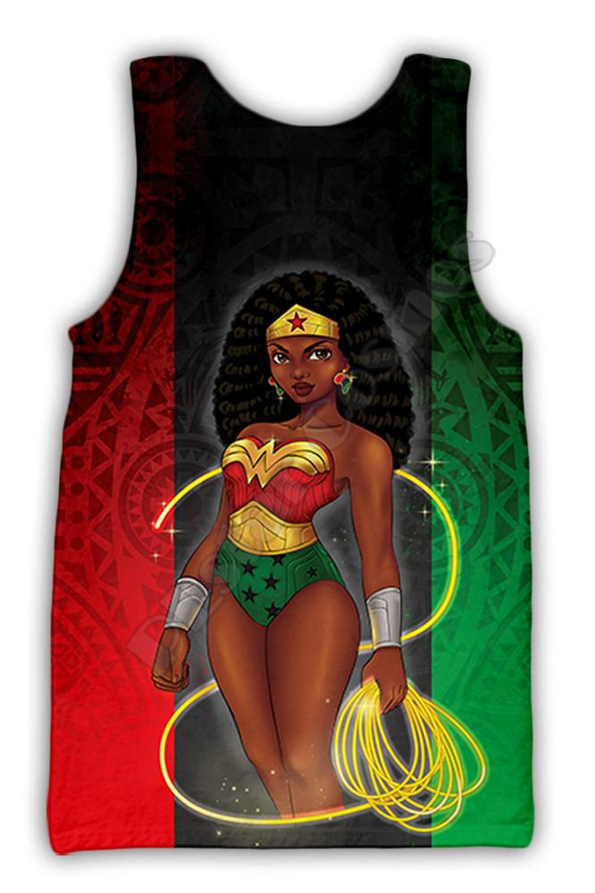 3D Black Girl Printed Sleeveless Tank Top