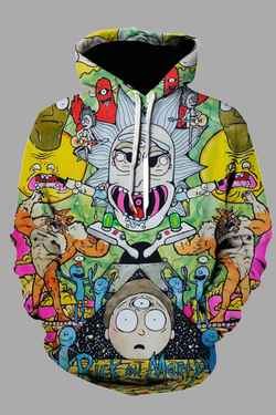 Street 3D Digital Cool Rick and Morty Printed Hooded Sweatshirt