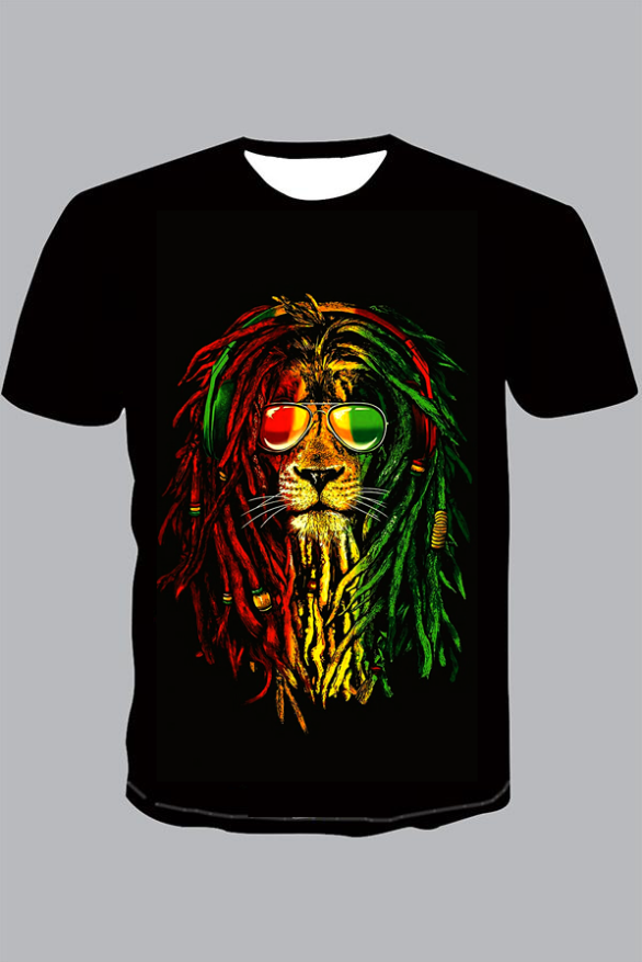 The 3D Lion  print  Short Sleeve T-shirt