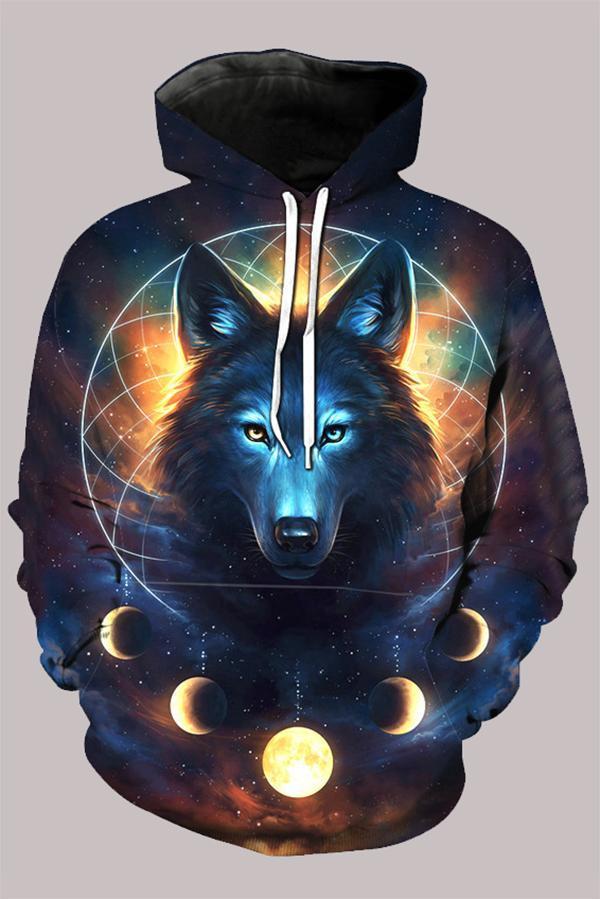 Street 3D Multicolor Digital Printed Hooded Sweatshirt