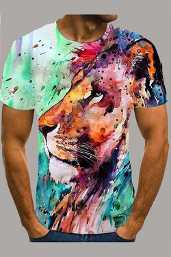 The 3D lion Print Short Sleeve T-shirt