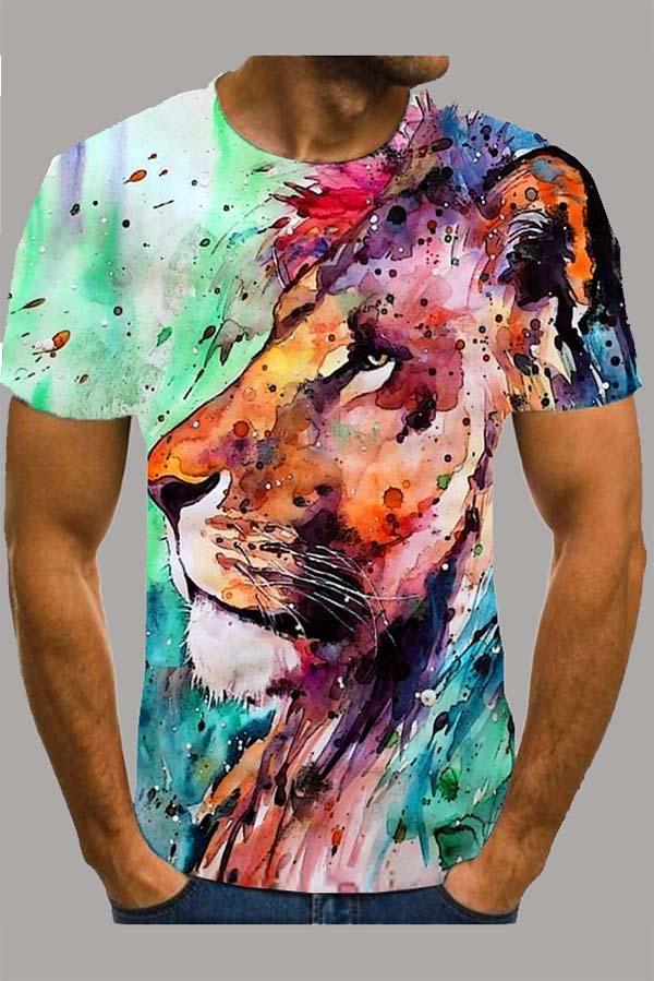 The 3D lion Print Short Sleeve T-shirt