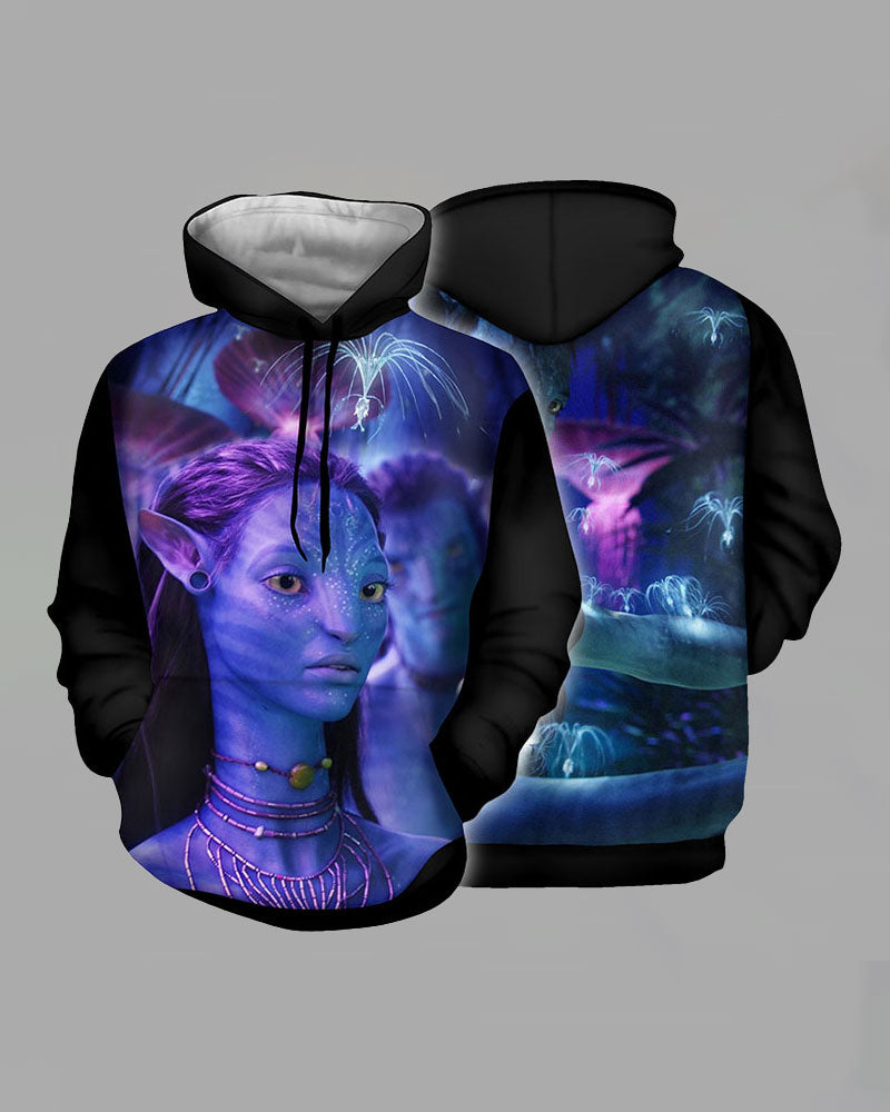 3D Movie Series Print Hooded Sweatshirt