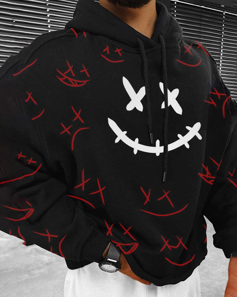 Trendy Smiley Face Print Hoodie