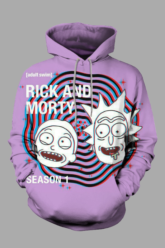 Street 3D Digital Cool  Rick and Morty Printed Hooded Sweatshirt