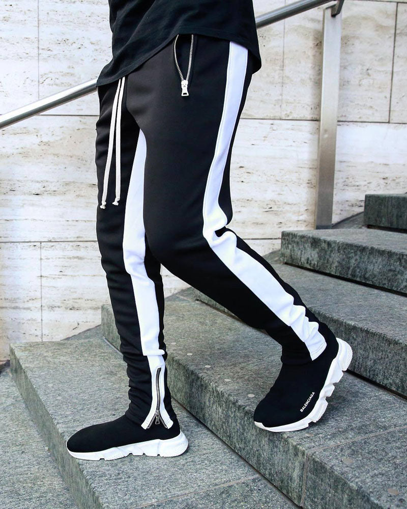 Trendy Zip Contrast Sweatpants