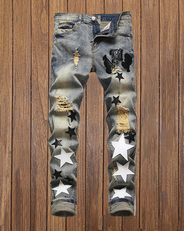 Retro Star Ripped Jeans