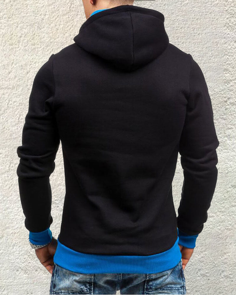 Fashion Diagonal Zip Hooded Sweatshirt