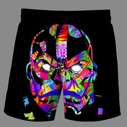 Casual   3D stone man Printed Loose Shorts