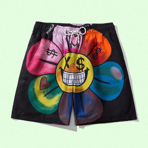 Casual 3D Smile Face Printed Oversize Shorts