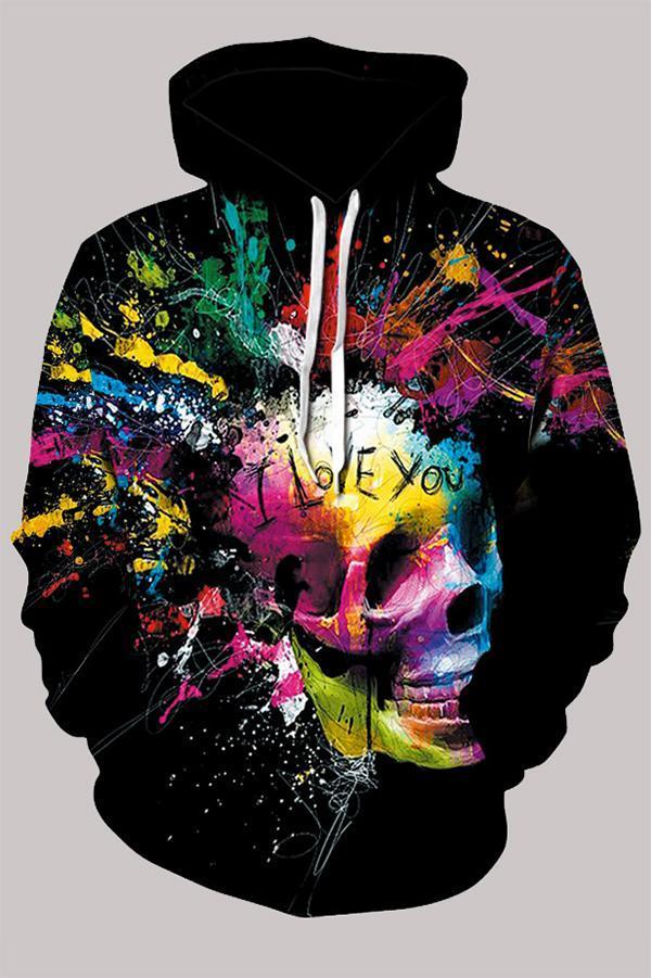 Street 3D Multicolor Digital Printed Hooded Sweatshirt