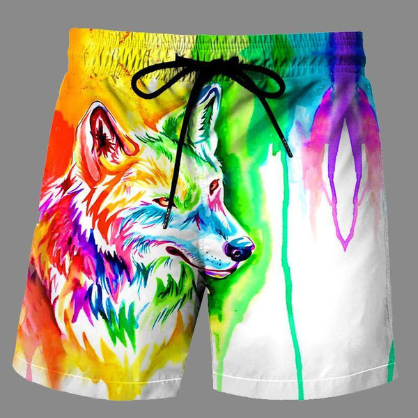 Casual   3D wolf Printed Loose Shorts