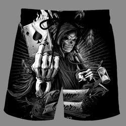 Casual   3D Skeleton  Printed Loose Shorts