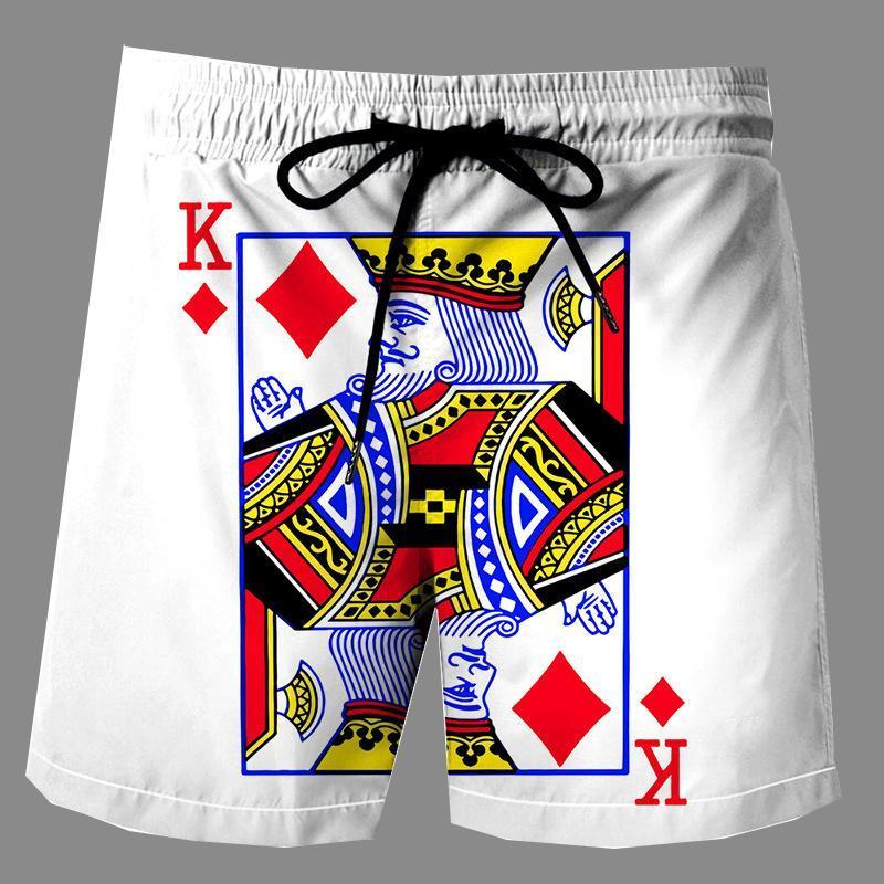 Casual   3D poker Printed Loose Shorts