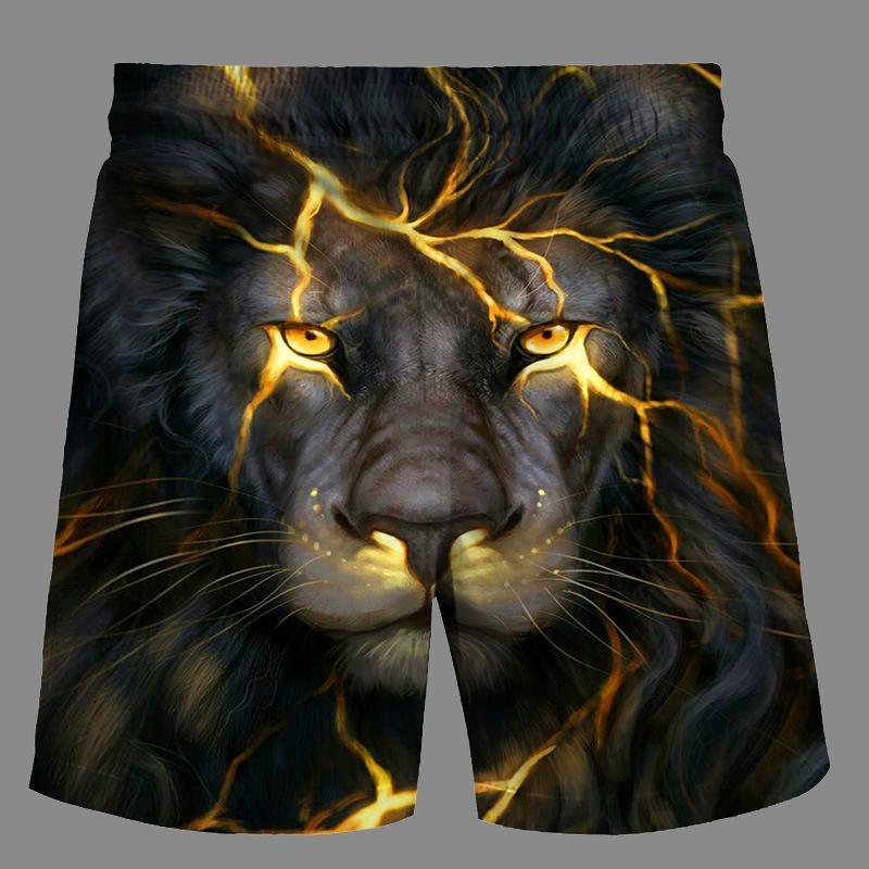 Casual   3D Lion Printed Loose Shorts