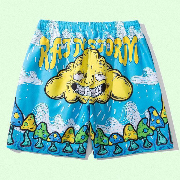 Casual 3D Smile Cat Printed Oversize Shorts