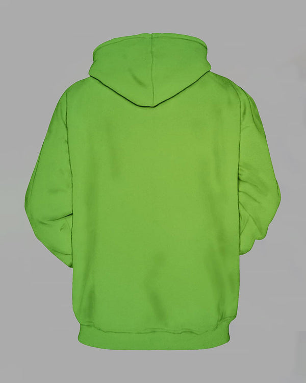 Funny 3D Printed Green Hairy Monster Hooded Sweatshirt