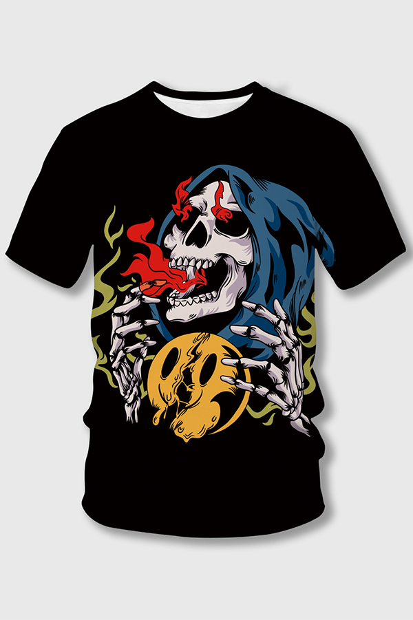 Casual O Neck Skeleton Print  Boy T-shirt