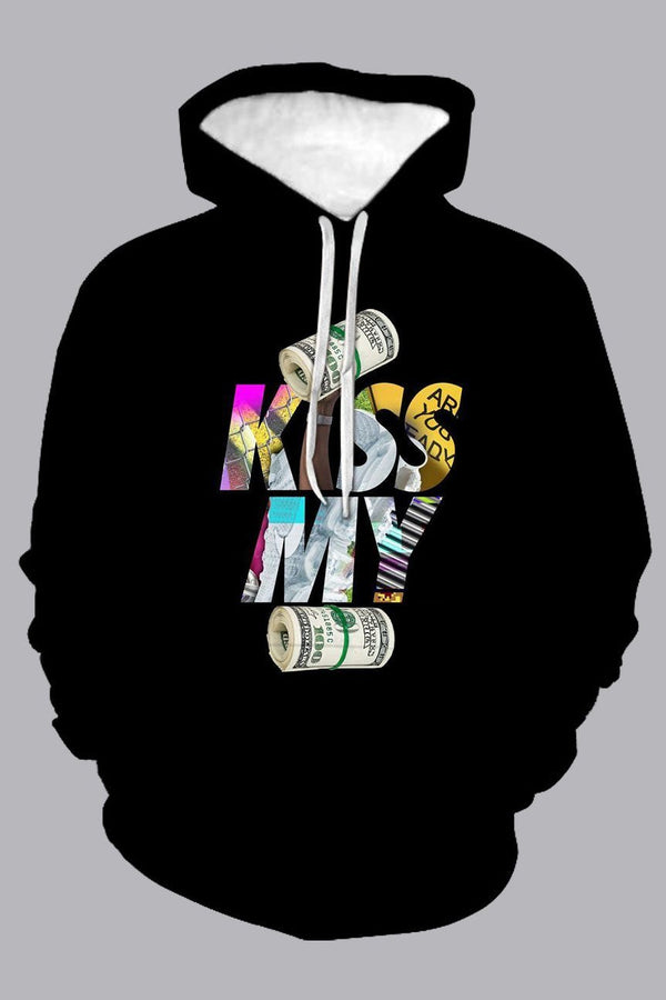 3D Kiss My Money Printed Hooded Sweatshirt