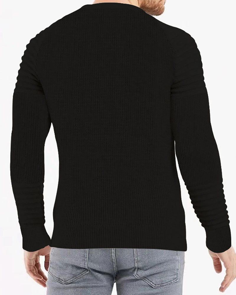 Fashion Solid Waffle Long Sleeve T-Shirt