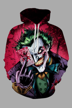 Street 3D Joker Printed Hooded Sweatshirt