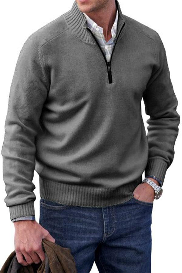 Men's Cashmere Zipper Basic Sweater