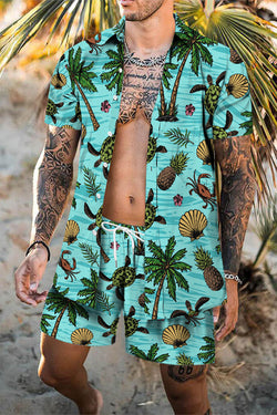 Hawaii beach print shirt set