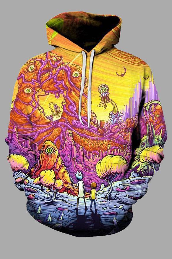 Street 3D Digital Cool Rick and Morty Printed Hooded Sweatshirt