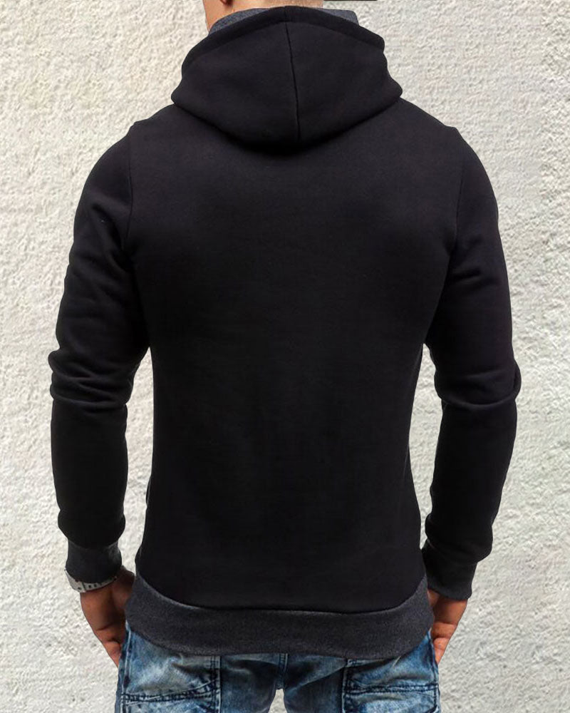 Fashion Diagonal Zip Hooded Sweatshirt