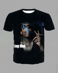 Hip-hop Rapper Print Short Sleeve T-Shirt