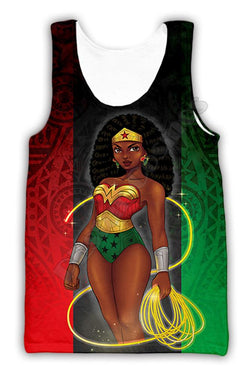 3D Black Girl Printed Sleeveless Tank Top