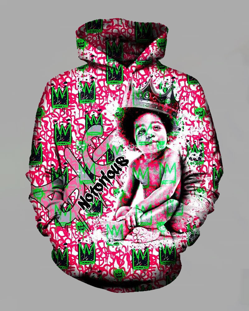 3D Hip-hop Printed Hooded Sweatshirt