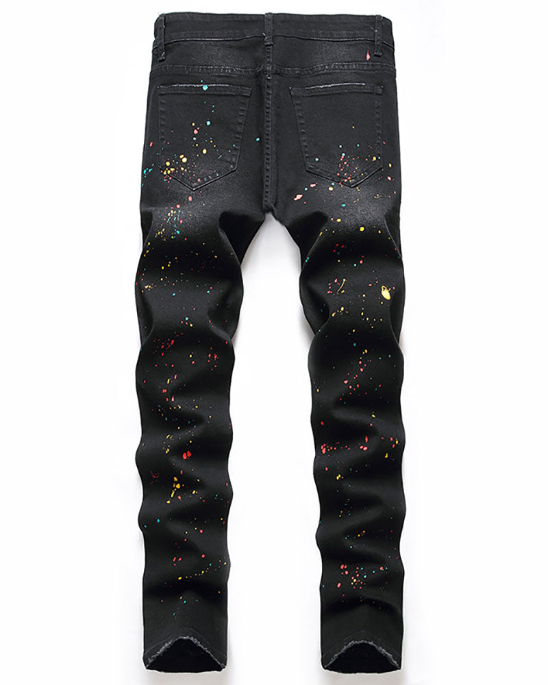 Trendy Splash Print Jeans