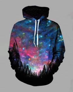 3D Starry Sky Printed Hooded Sweatshirt