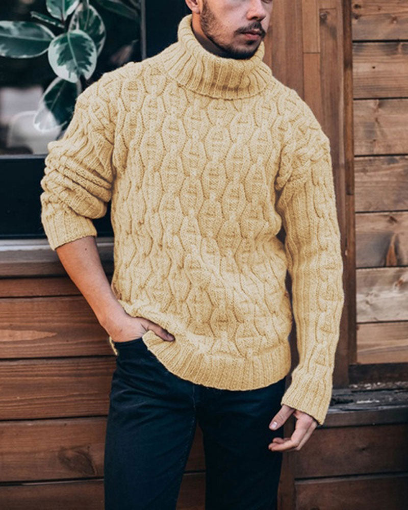 Casual Solid Color Turtleneck Sweater