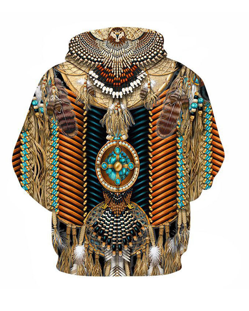 Retro 3D Bohemian Tribal Print Hoodie