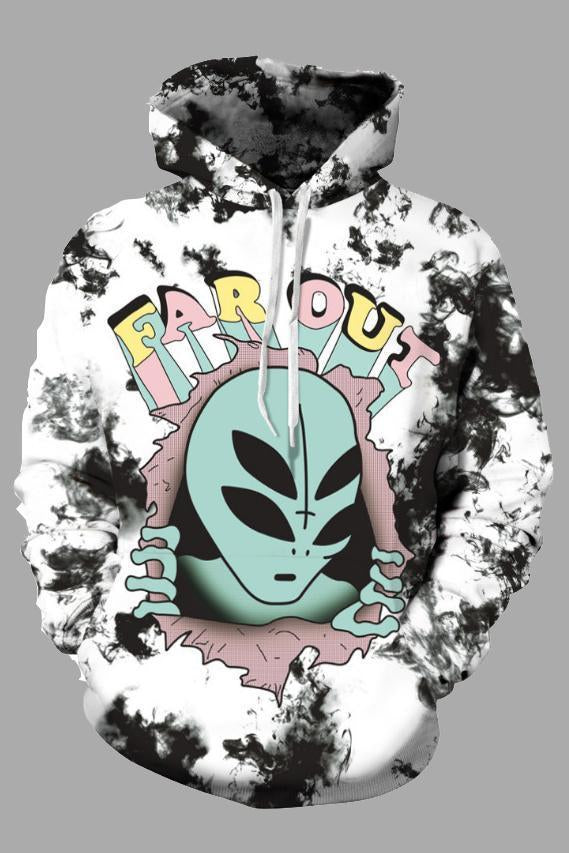 Street 3D Alien Print Hooded Sweatshirt