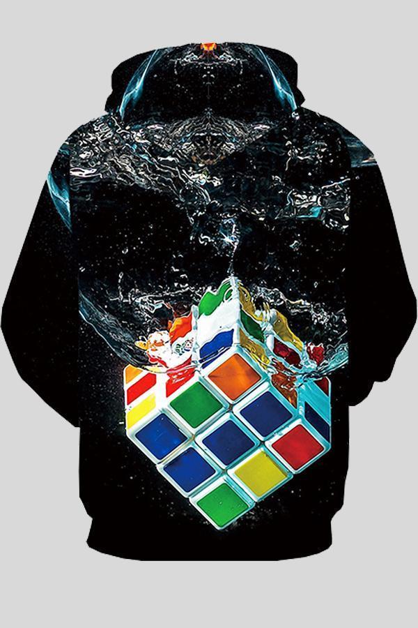 3D Rubik's Cube Printed Hoodie Sweatshirt