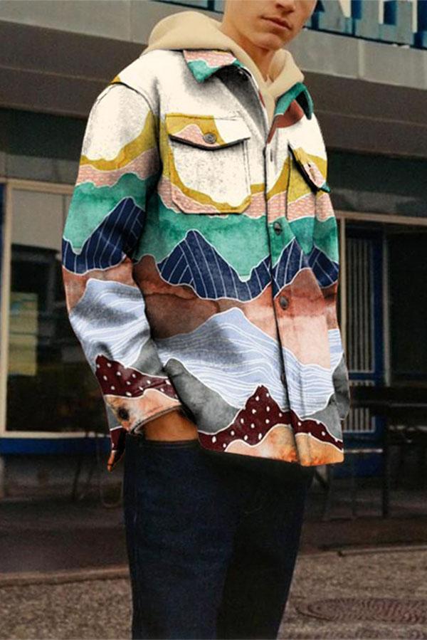 Casual loose lapel color print jacket