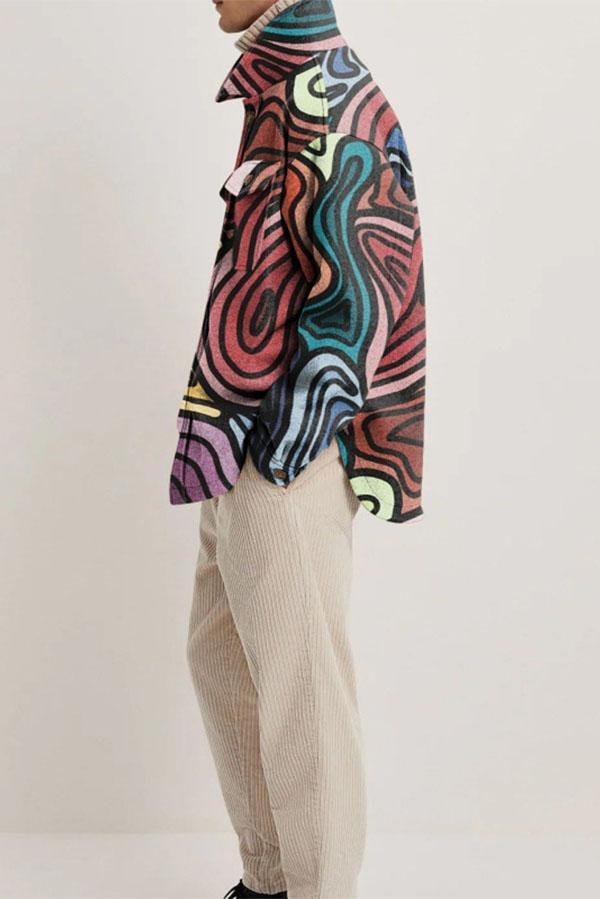 Casual loose lapel color print jacket