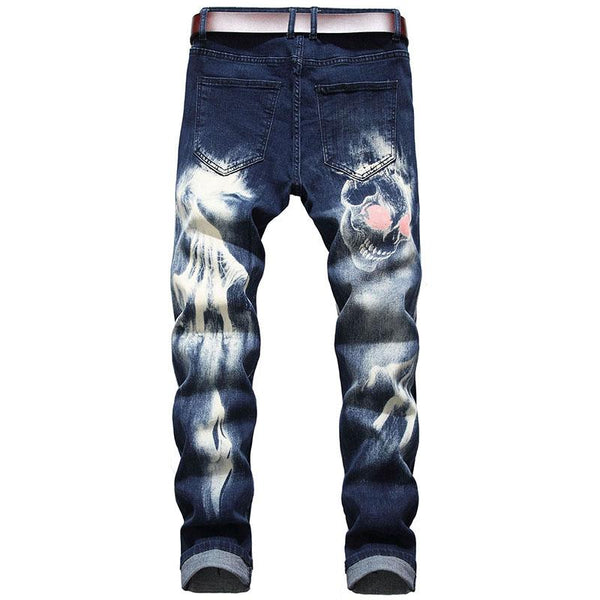 3D Graphic Print Slim-fit Men's Jeans