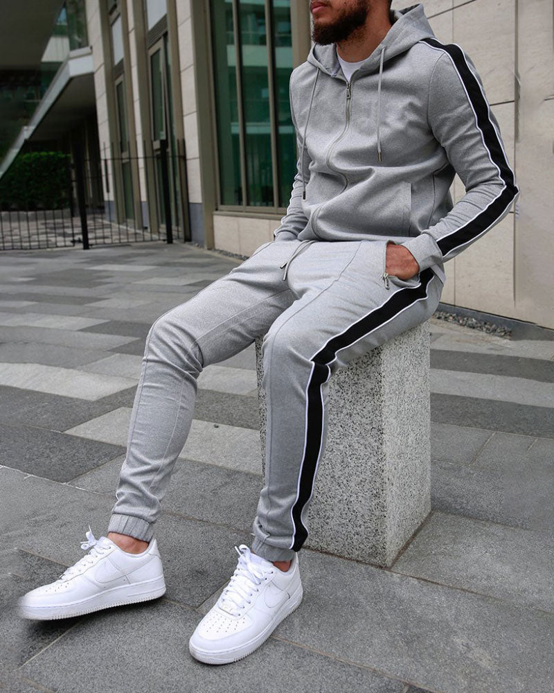 Casual Striped Patchwork Tracksuit