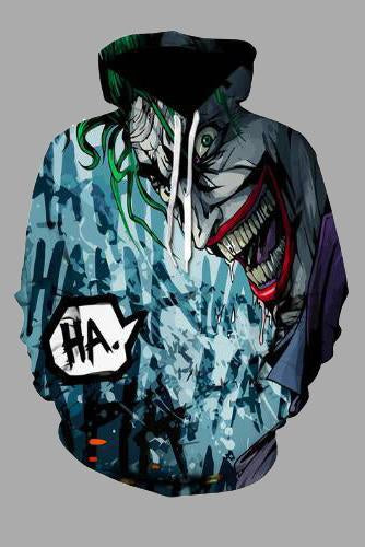 Street 3D Joker Printed Hooded Sweatshirt